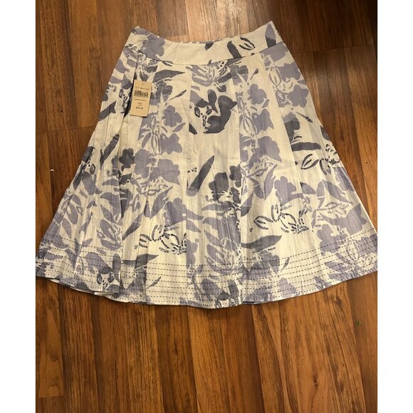 Coldwater Creek Women's LINEN BLEND NEW WITH TAGS XS Floral A-Line Skirt Casual - Picture 1 of 11